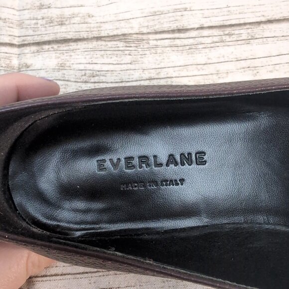 Everlane Women's 8.5 The Modern Point Flats Leather Dark Purple Slip On Loafers - Picture 3 of 8